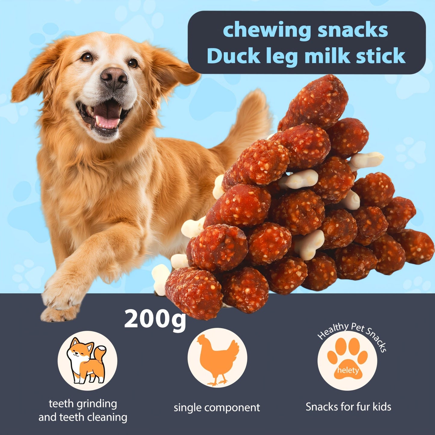 Dog & Cat Chicken Duck Jerky Treats – Freeze-Dried Meat Snacks with Teething Sticks Combo Pack 100g 200g Options