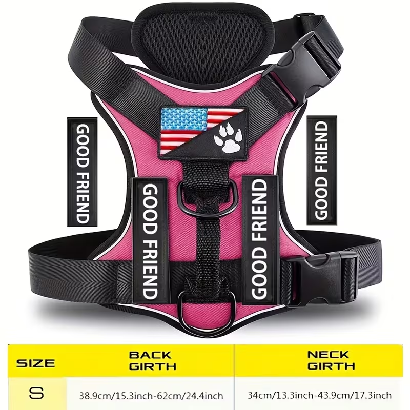 Service Dog Harness with 5 Patches – Reflective Adjustable Oxford Vest with Inner Mesh Layer, Service Dog ID System for Small Medium Large Dogs, XS–XL, 5 Colors