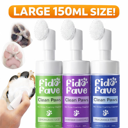 Dog Paw Cleaner No-Rinse with Soft Brush - pH Balanced Paw Wash for Dogs & Cats, 5oz Gentle Grooming Cleanser in Lavender Chamomile, Lemongrass Sage & Fragrance-Free