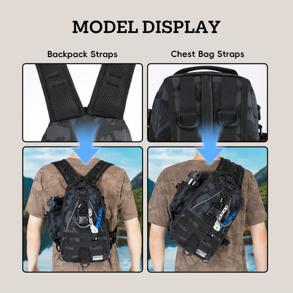 Waterproof Fishing Backpack Tackle Sling Bag – Rod Holder Daypack for Shore, Kayak & Fly Fishing | Men Women Outdoor Gear