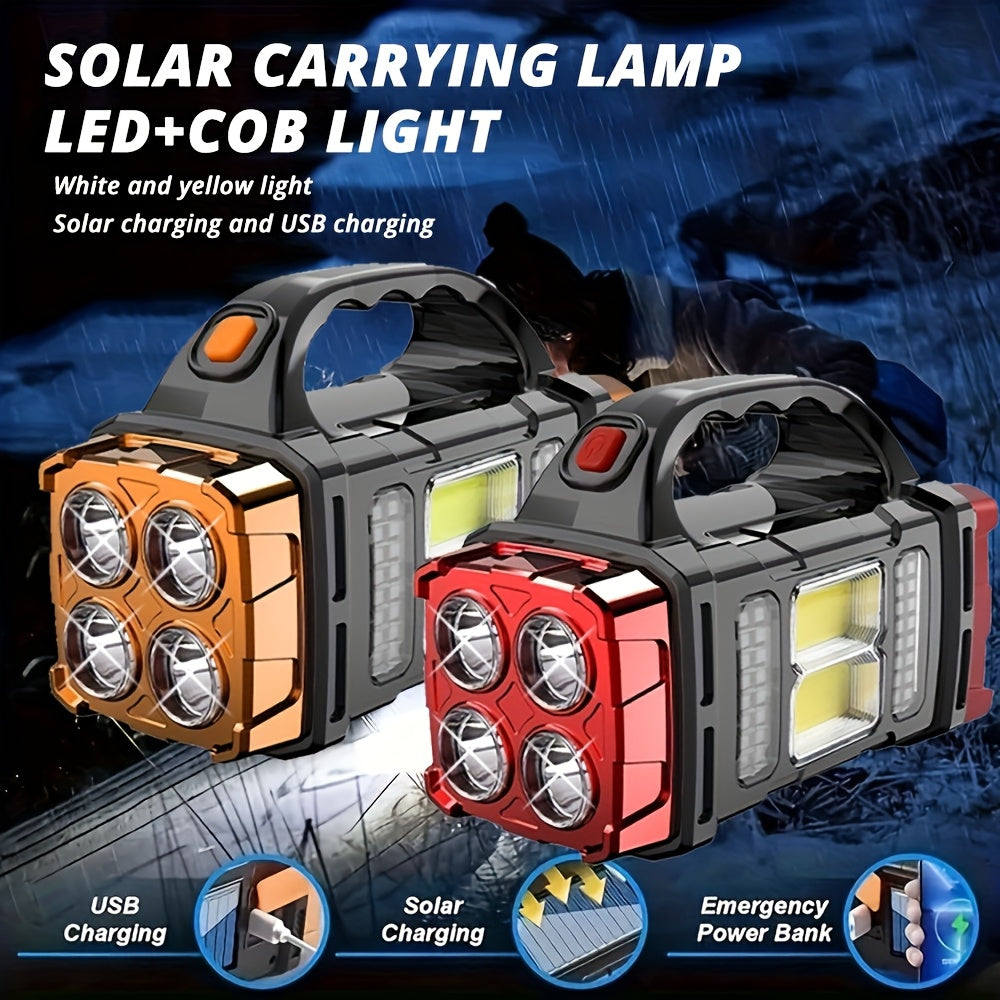 Solar Rechargeable Flashlight 2-Pack, High Lumen LED Handheld Spotlight Searchlight USB-C Charging, Outdoor Torch for Camping Hunting Emergency Work Light, Buy 1 Get 2