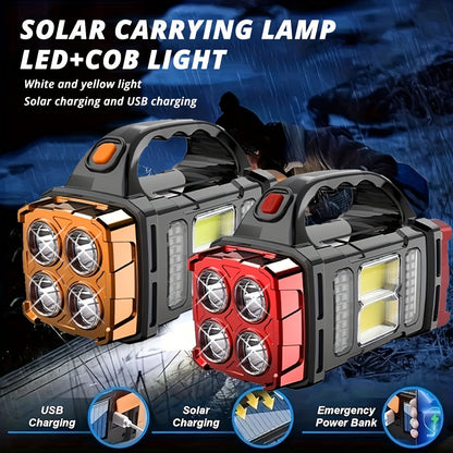 Solar Rechargeable Flashlight 2-Pack, High Lumen LED Handheld Spotlight Searchlight USB-C Charging, Outdoor Torch for Camping Hunting Emergency Work Light, Buy 1 Get 2