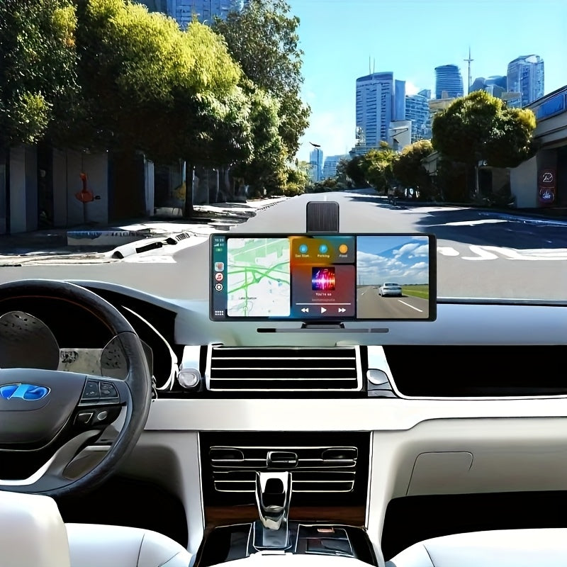 High-Definition Front Camera 10.2-Inch Large Car Screen, 4K Ultra-Clear Display, Carplay/Android Auto Control Supporting BT Wireless Connection, Parking Assistance, Entertainment, Video Playback, Positioning Navigation Phone Answering, with 64GB TF