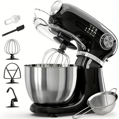 Bowl-Lift Stand Mixer 5.5 Qt 4-in-1 Electric Vertical Mixer 350W 12-Speed with Pulse Stainless Steel Bowl Dough Hook Whisk Mixing Paddle for Cake Bread Dough Black Red