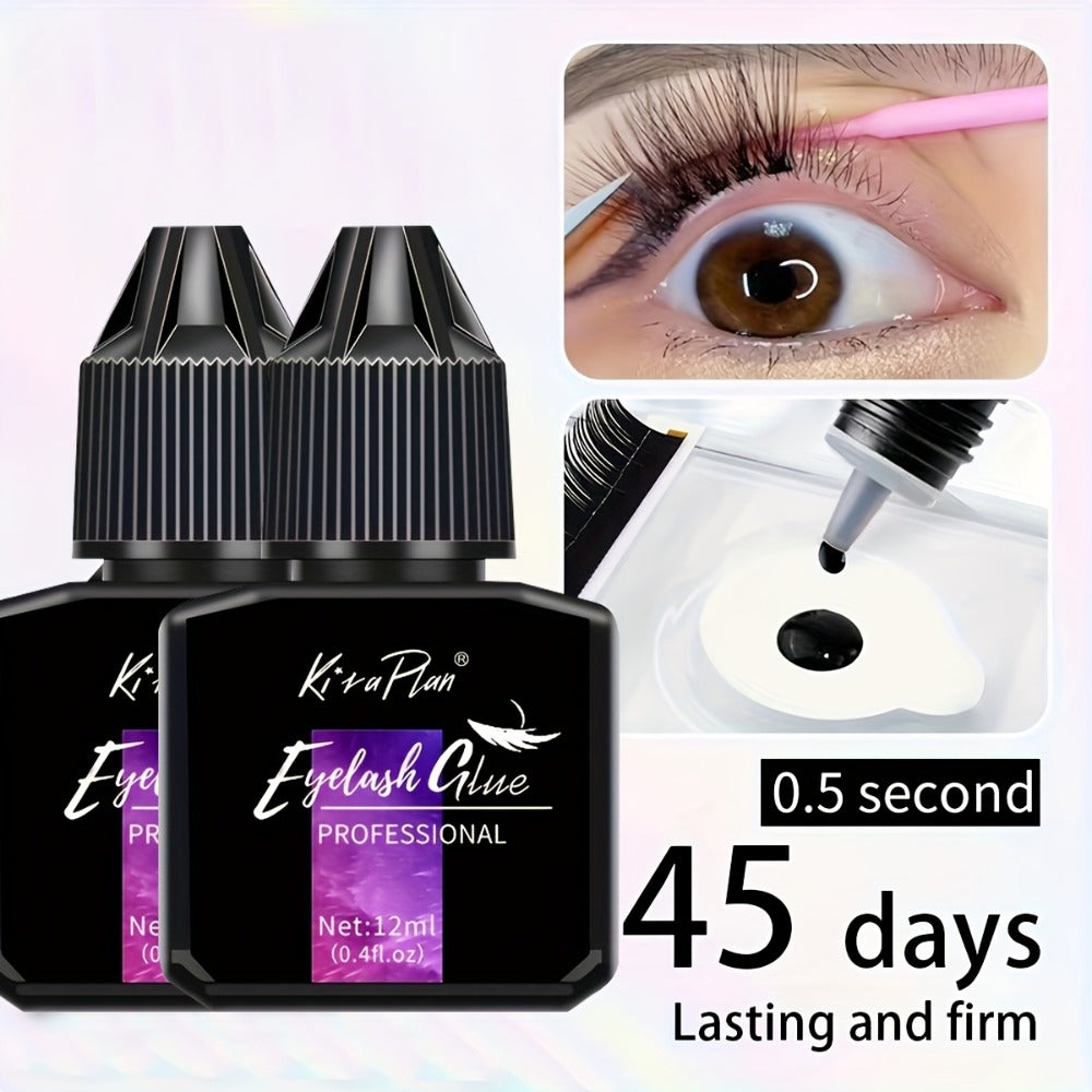 Low Allergy Lash Glue Set — Strong Hold Eyelash Extension Adhesive 6-7 Weeks Retention, Quick Dry DIY Lash Bond for Individual & Cluster Lashes, Sensitive Eye Safe Beginner-Friendly Formula, Black