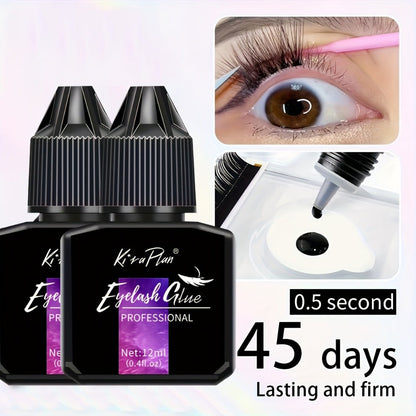 Low Allergy Lash Glue Set — Strong Hold Eyelash Extension Adhesive 6-7 Weeks Retention, Quick Dry DIY Lash Bond for Individual & Cluster Lashes, Sensitive Eye Safe Beginner-Friendly Formula, Black