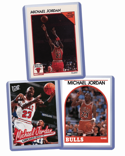 Michael Jordan Basketball Cards Bundle – 3 Assorted MJ Cards Chicago Bulls #23, Near Mint to Mint Condition, Topps Upper Deck Panini, Collector Gift for Jordan & NBA Fans