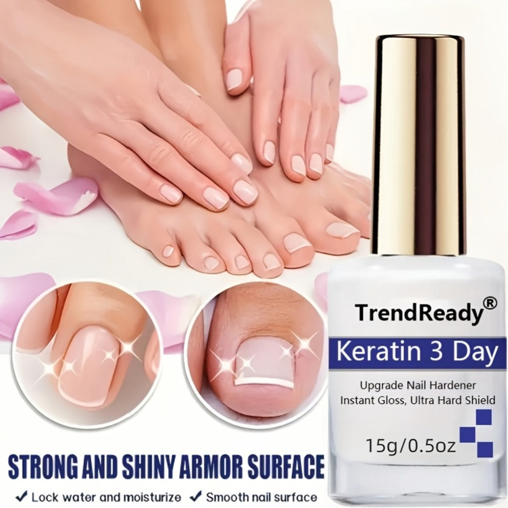 Nail Hardener for Weak Brittle Splitting Nails 2 Pack - Extra Strong Fast Drying Long Lasting White Nail Strengthener with Vitamin E Base Coat Manicure Treatment for Women Nail Care