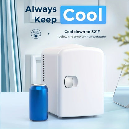 Mini Fridge Skincare Refrigerator 1.06 Gallon Portable - Mini Freezer for Bedroom Dorm Office, Compact Personal Fridge for Skincare Drinks Snacks, White Black