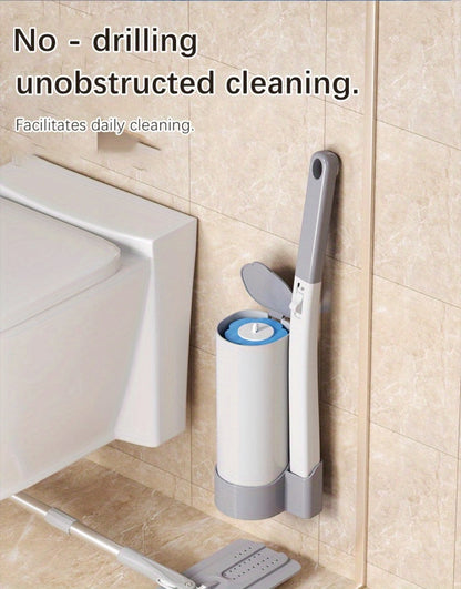 Disposable Toilet Brush Set with Replacement Brush Heads Wall Mounted or Floor Standing Bathroom Cleaning Brush Kit Hygienic No-Touch Design 19 25 31 37 49 Piece Set or Heads Only Options