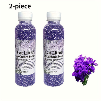 Flushable Cat Litter Deodorizer Beads 2-Pack - Dust-Free Odor Eliminator for Cat Litter Box, Mixed Absorbent Particles, Multiple Scents - Lavender Jasmine Lemon Green Rose, Easy Toilet Disposal