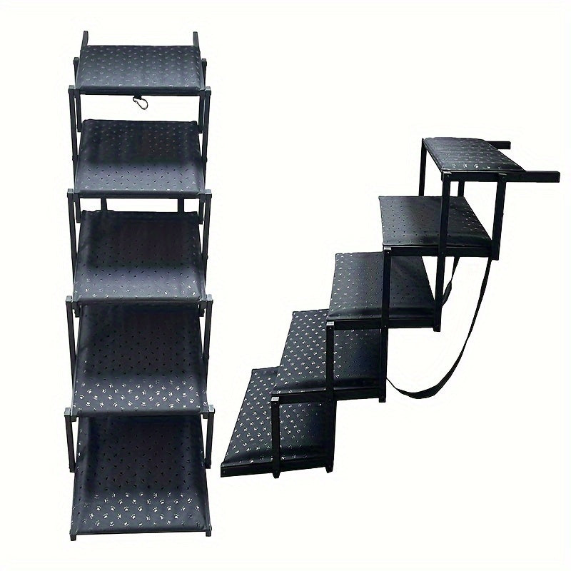Dog Ramp for Cars Portable Folding Pet Stairs for SUV Trucks & Large Dogs - Non-Slip Surface Reinforced Steps Supports Up to 200 lb, 5-Step & 6-Step Lightweight Dog Car Ramp