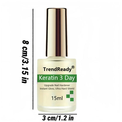 Vitamin E & Hyaluronic Acid Nail Hardener 2PCS 0.51oz – Protein Base Coat Ridge Filler & Concealer Quick Air-Dry Formula, Strengthens Weak Brittle Peeling Nails & Toenails, Clear Nail Treatment for Women Men