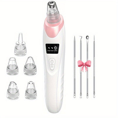 Blackhead Remover Vacuum 3-Level Suction USB Rechargeable Pore Cleanser - 5 Replaceable Probes 4 Tools Electric Deep Pore Extractor for Face Nose - Acne Sebum Whitehead Removal Gift for Women