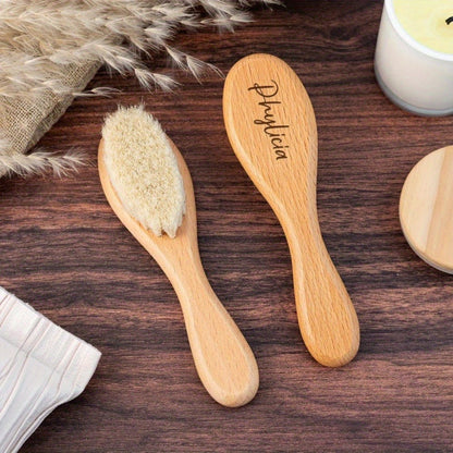 Custom Engraved Baby Brush Personalized Newborn Soft Hair Brush with Name – Unique Keepsake Gift for Baby Shower, Mother's Day, Teacher's Day, Back to School & Daily Bath Hair Care Set