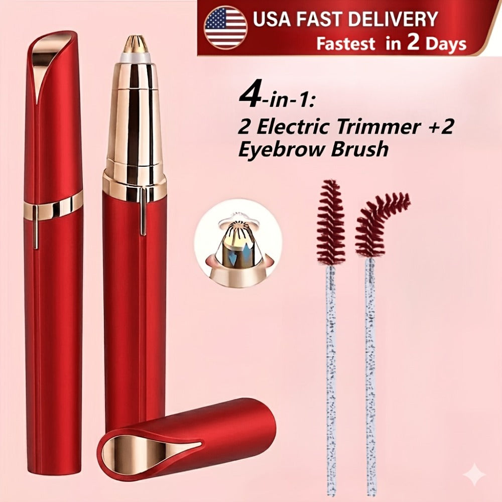 Electric Eyebrow Trimmer for Women 2 Pack, USB Rechargeable Painless Precision Eyebrow Razor Pen, Portable Hair Remover for Face Lip Leg Armpit – Pink White Colorful