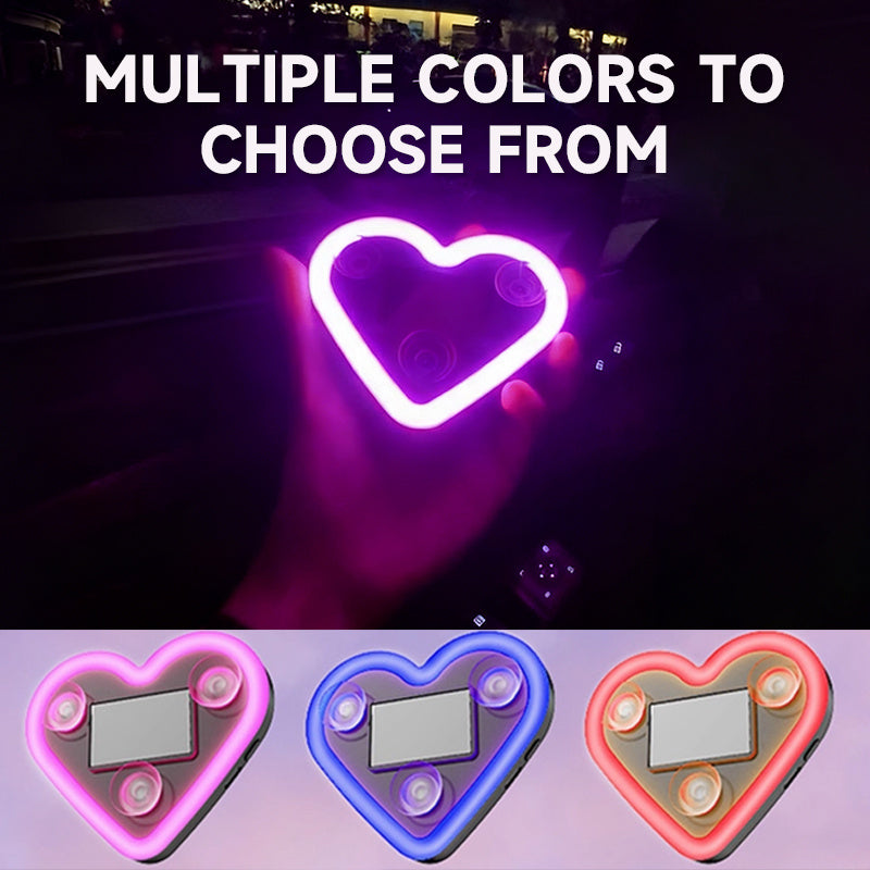 Set of 2 Car Interior Neon Heart Lights Available in Blue, Pink, Red, Ice Blue, Rechargeable Via Solar Or USB, Featuring 5 Lighting Modes, Perfect for Decorating Car Dashboards And Home Parties, an Ideal Gift for Couples During Halloween, Christmas