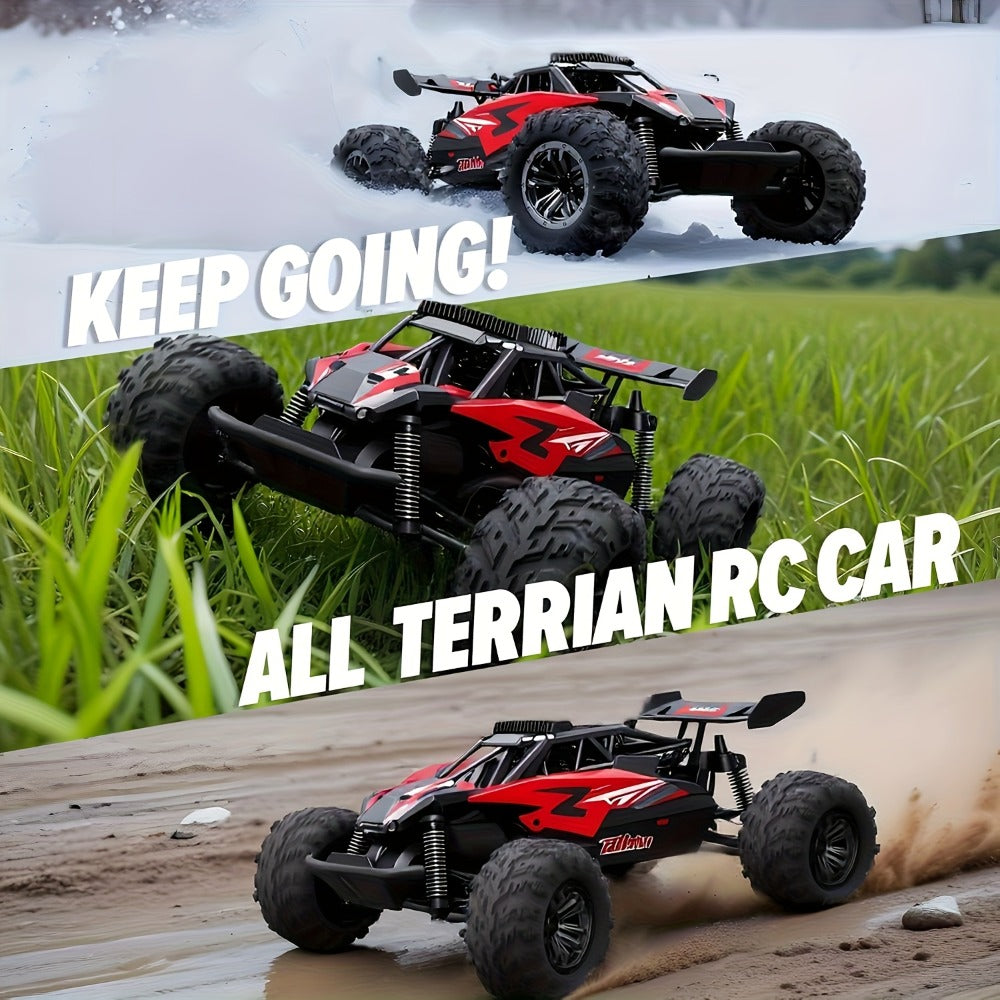RC Monster Truck 1:18 Scale Alloy 2.4GHz Off-Road Remote Control Car with LED Headlights & All-Terrain Tires, High Speed 33KM/H – Birthday Gift for Kids Boys Girls Adults Ages 6+