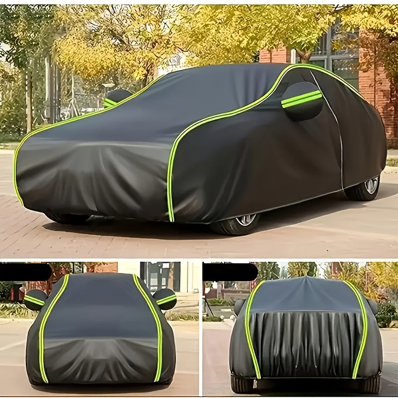 High-Grade Polyester Car Cover - Comprehensive Protection, Sun Protection, Thickened Rain And Snow Protection - Suitable for Most Vehicle Models, Black Outdoor Car Cover, Thickened Car Cover, for Vehicle Protection
