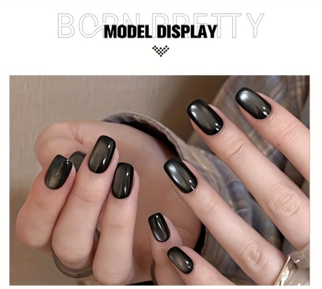 Black Cat Eye Magnetic Gel Nail Polish 10ml Glass Bead Iridescent Multicolor Shimmer – Soak-Off UV LED 30-Day Wear Shiny Line Effect, Salon Quality Nail Art for Women DIY Home Manicure
