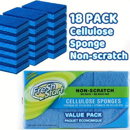 Non-Scratch Cellulose Sponge Dual-Sided with Tough Scouring Pad – Dishwashing Sponges for Kitchen, Dishes & Bathroom, Absorbent & Durable, Green or Blue, 9/12/18/27 Pack Value Sets