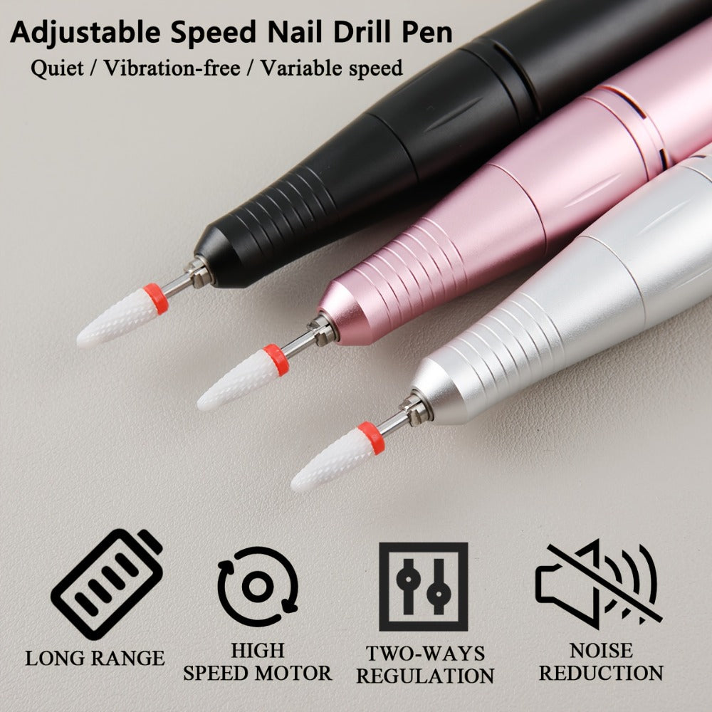 35000RPM Electric Nail Drill Rechargeable – Portable USB-Powered Low Noise Nail Efile for Manicure & Pedicure | Professional Cordless Nail Drill for Acrylic & Gel Nails, Gift for Women