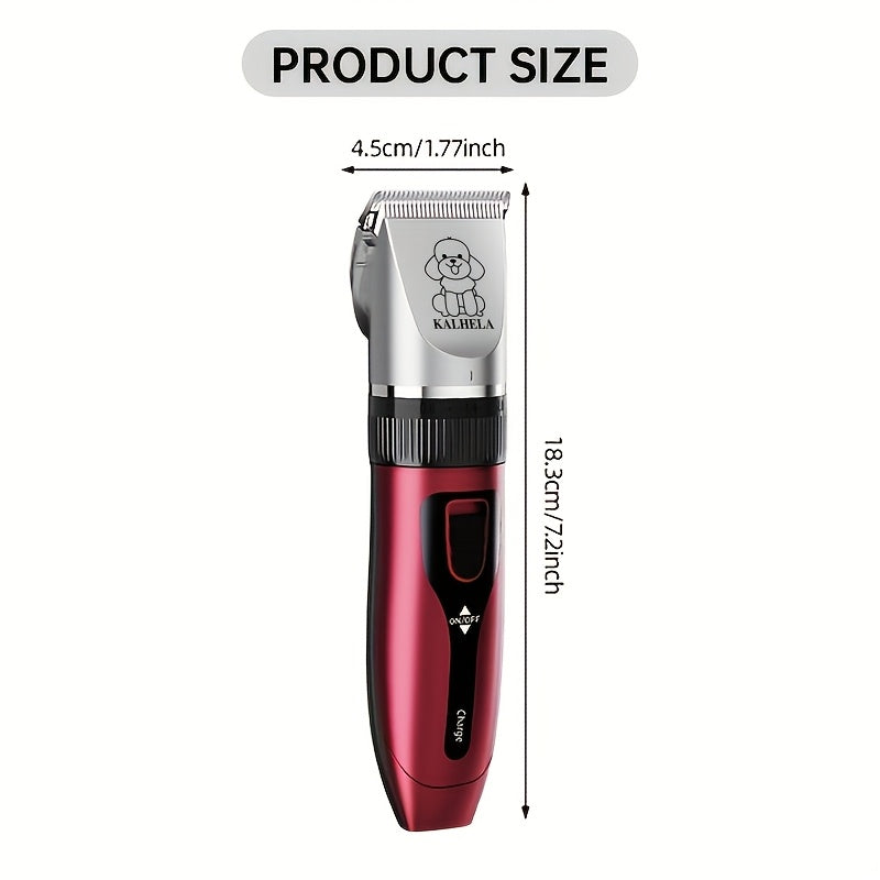 Pet Grooming Clippers Rechargeable with LED Display - Cordless Electric Dog Cat Hair Clipper, Detachable Blades 4 Guide Combs Low Noise, Professional Wireless Pet Trimmer with Accessories, Red