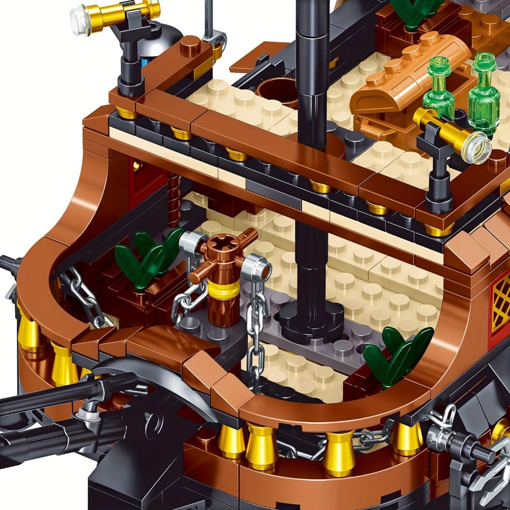 Pirate Ship Building Block Set 1282pcs – Detailed Sailing Vessel Brick Model Kit for Adults Teens, Home Decor Display Collectible STEM Architecture Toy, Unique Birthday Christmas Gift for Ship Enthusiasts