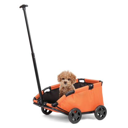 Pet Stroller for Small Dogs & Cats Foldable Mini Dog Wagon with Extendable Pull Handle, Built-In Cushion, Safety Rope & Storage Bag - Lightweight Travel Cart for Small Pets