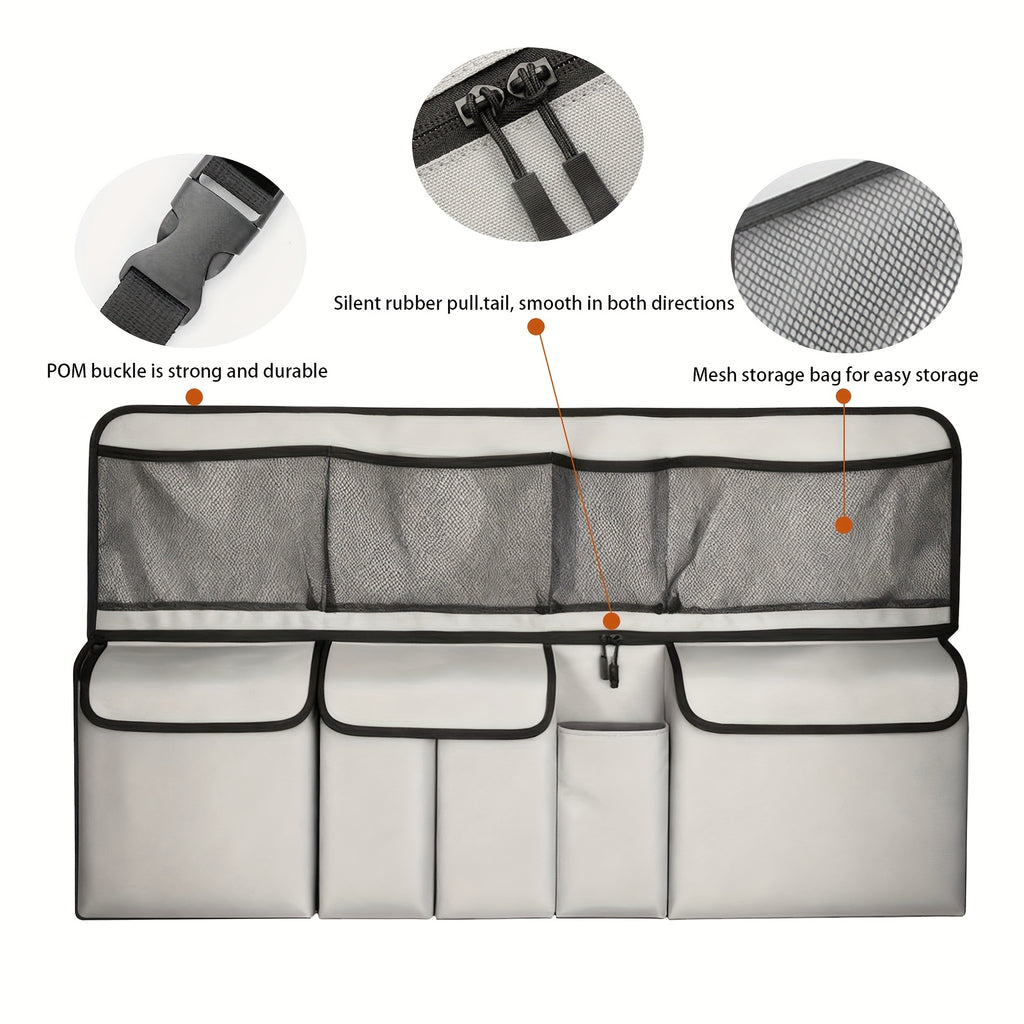 QIANKUNBAG Car Trunk Organizer, Large Capacity Vehicle Backseat Hanging Storage Bag with 9 Pockets, Space Saving Auto Seat Back Cargo Organizing Additions, Universal for SUV, Truck, Van