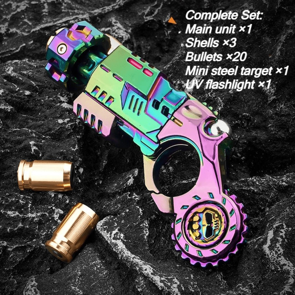 3-in-1 Alloy Fingertip Gun EDC Stress Relief Toy 26pcs Set – Metal Finger Slider Clicker Soft Bullet Launcher for Adults Focus Anxiety Relief Office Gaming Travel Gift for Men