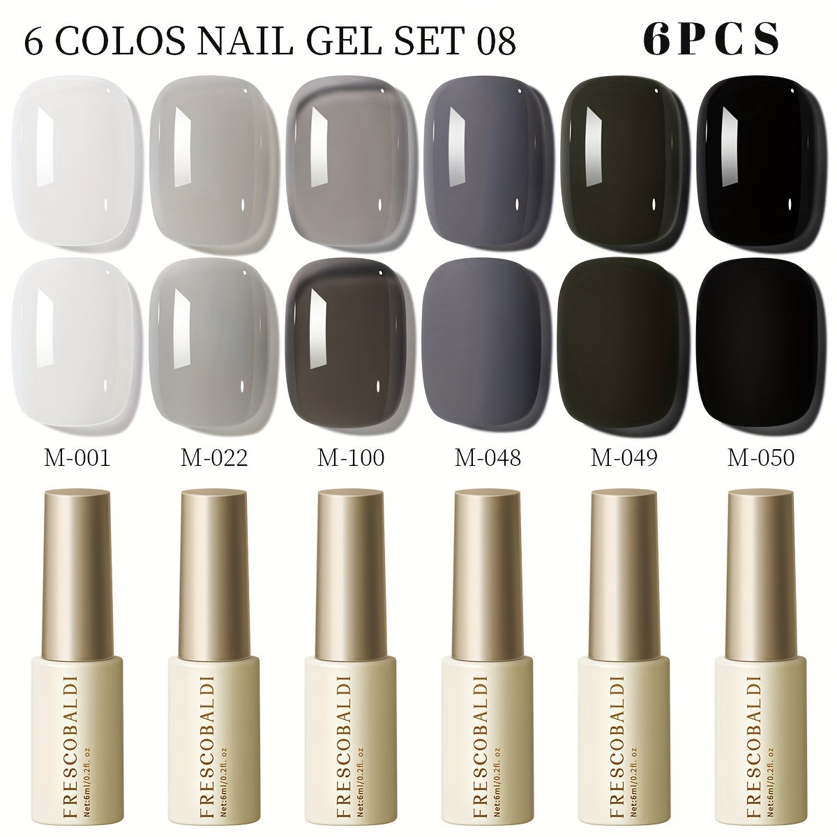 Solid Color Gel Nail Polish Set 6pcs Self-Leveling Soak-Off UV LED High Gloss Chip-Resistant – Popular Salon Shades for Daily Manicure, 8 Color Palettes Available, Nail Art Gift for Women