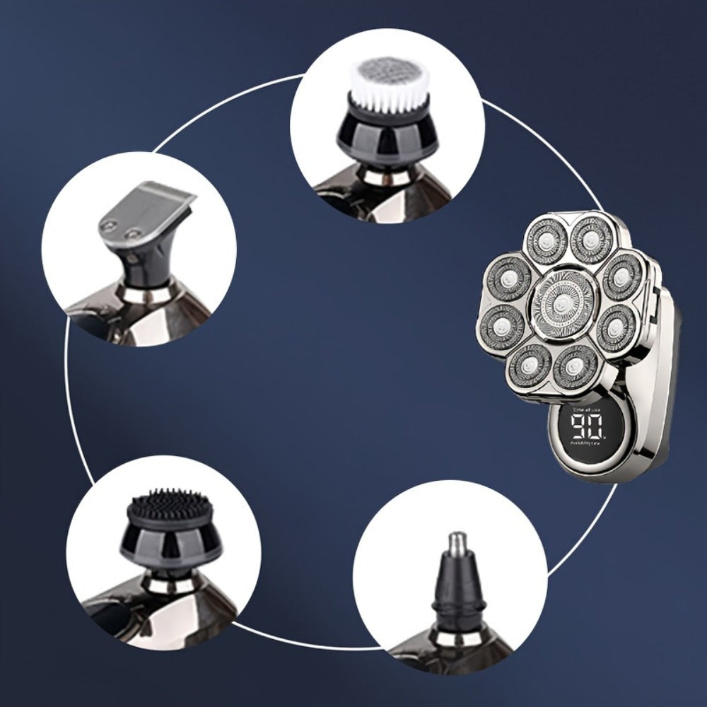 9D Electric Head Shaver for Bald Men – 5-in-1 Cordless Rechargeable Bald Head Razor & Grooming Kit for Home and Travel