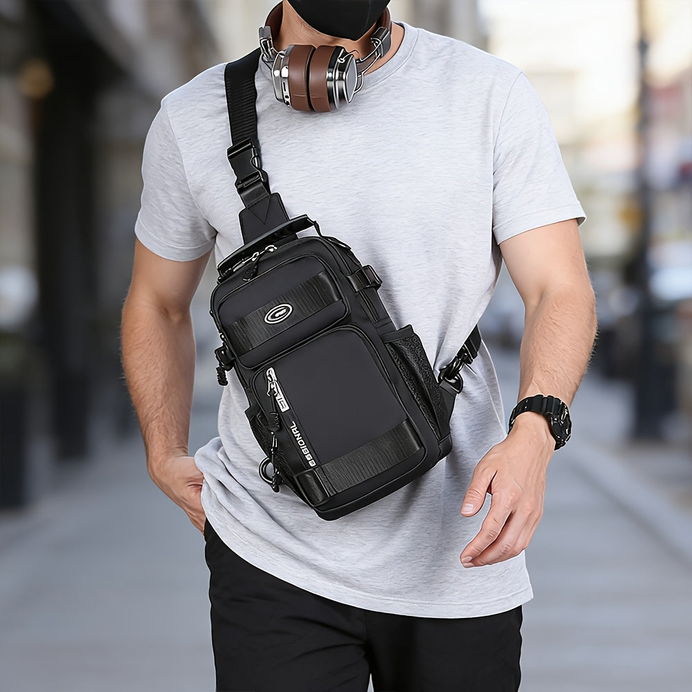Crossbody Chest Bag Unisex Multipurpose Shoulder Sling Bag with Adjustable Strap Zipper Closure Versatile Carry Styles for Daily Use Travel Outdoor Black Grey