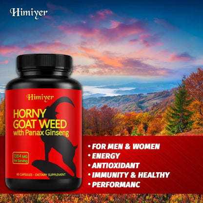 Horny Goat Weed Complex with Tongkat Ali, Ginseng & Premium Herbal Blend - Men's Vitality & Energy Support Supplement - 2 Pack Value Bundle