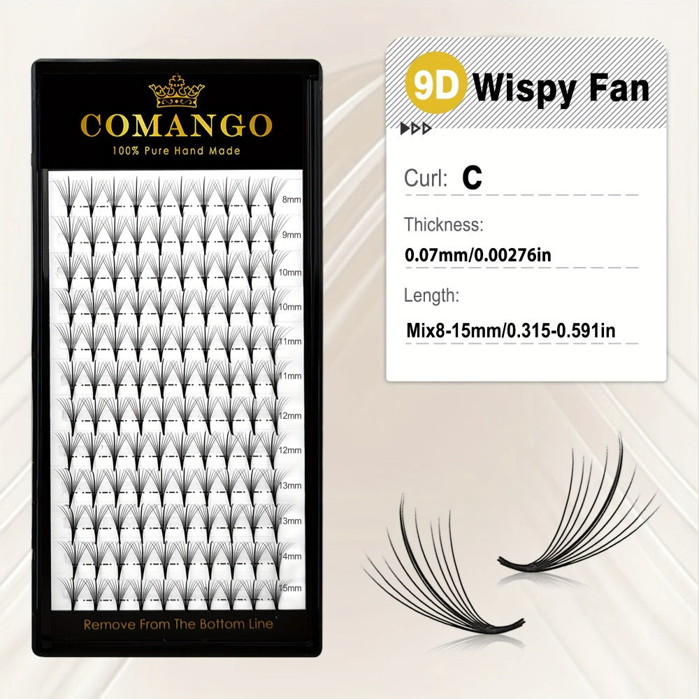 120-Fan Tray Premade Volume Lash Extensions 5D 7D 9D Wispy Faux Mink Eyelash Extensions C D Curl Mix 8-15mm Fluffy Pointy Base Individual Lashes for DIY Beginners Natural Look