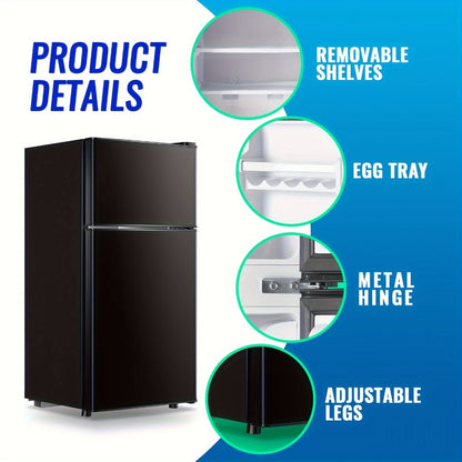 Compact Refrigerator, 3.2 Cu Ft Single Door Mini Fridge with 4-Layer Storage, Removable Shelves, Crisper Drawer & Adjustable Temperature – Quiet Energy-Efficient Small Fridge for Dorm, Office, Apartment and Bedroom