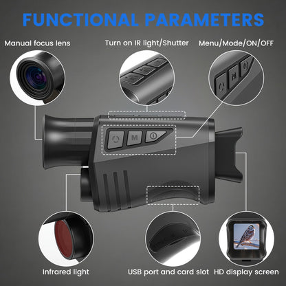 Night Vision Monocular 10x40 IR – 16x Digital Zoom, 32GB Card