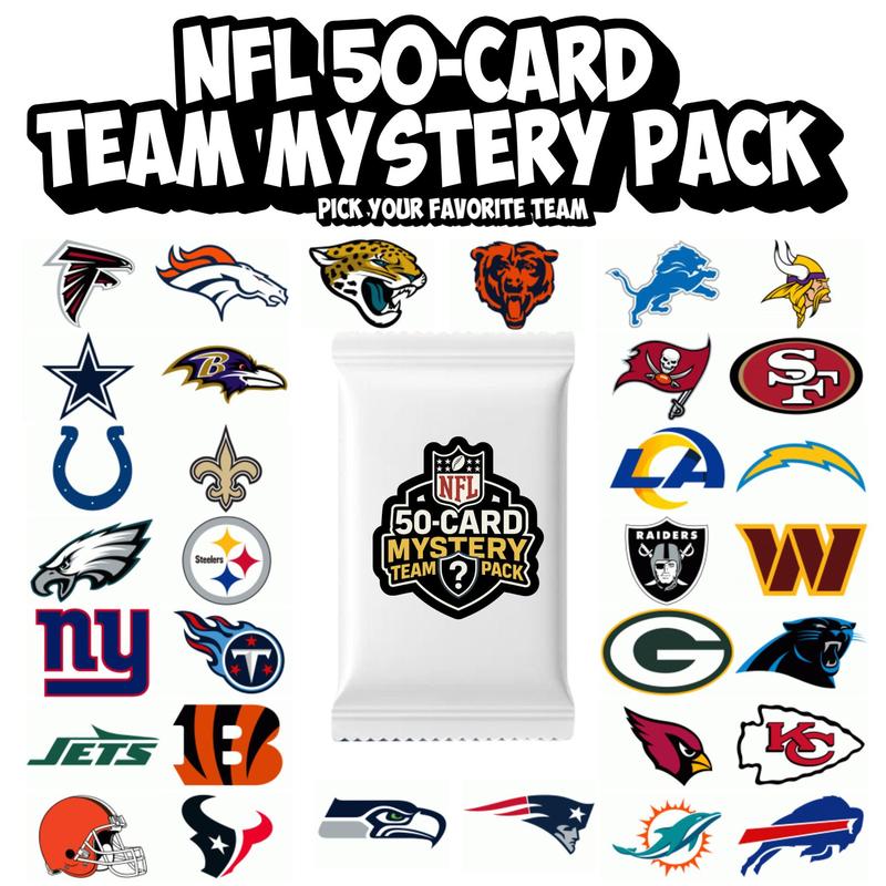 NFL Football Cards 50 Card Team Lot Pick Your Team All 32 NFL Teams Available Possible HOF Hall of Famers Rookies Inserts Parallels Football Card Collection Gift for Fans Collectors