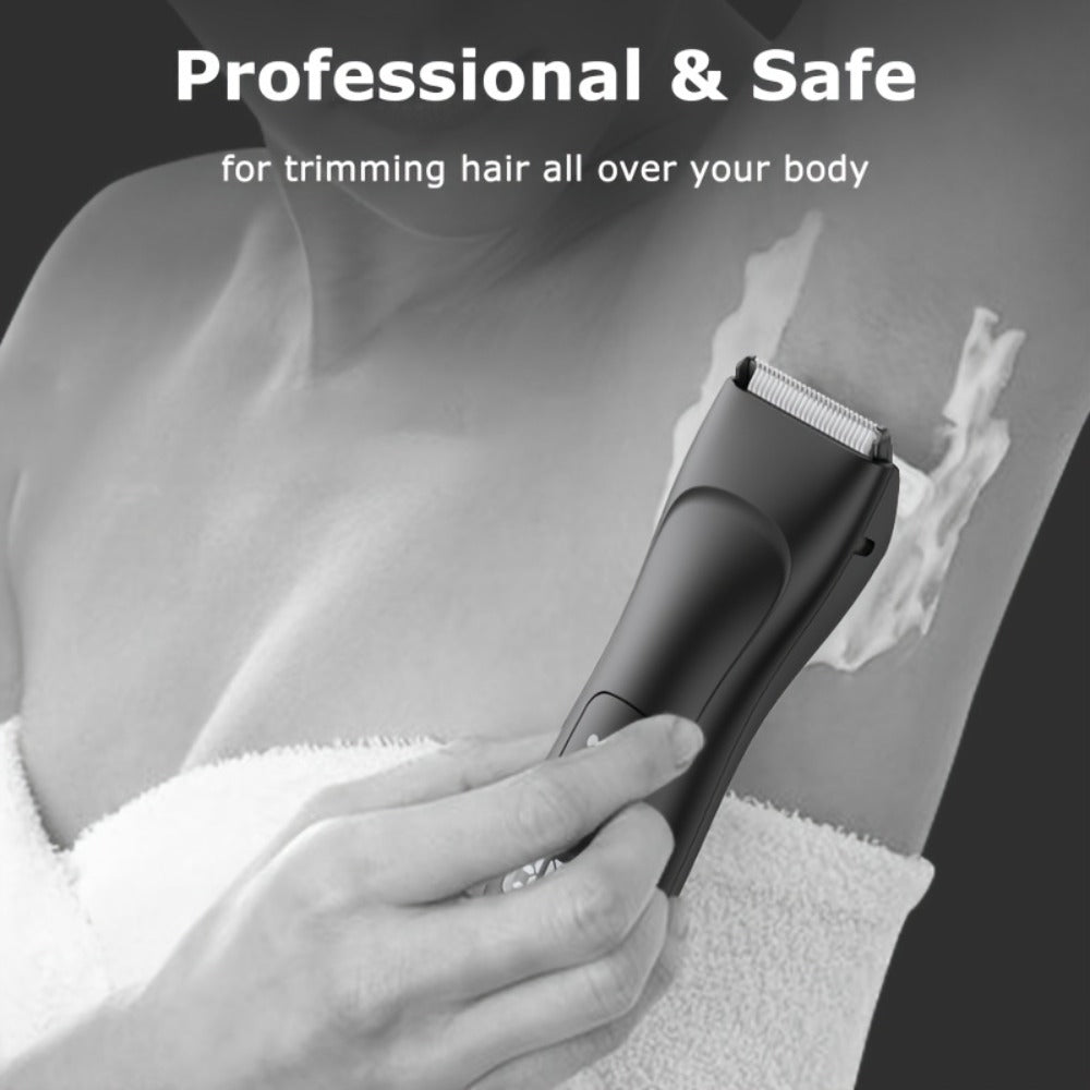 Groin Trimmer Men IPX7 Waterproof Ceramic Blade Electric Body Shaver – LCD Battery Display & Replaceable Head, Wet Dry Safe Ball Trimmer Grooming Kit for Sensitive Areas Pubic Hair Manscaping