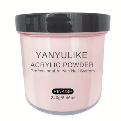 Acrylic Nail Powder 8oz Professional Clear Pink Nude White Fast Set No Lamp Required for Nail Extensions 3D Nail Art Carving Salon Quality Bulk Powder for Beginners Techs