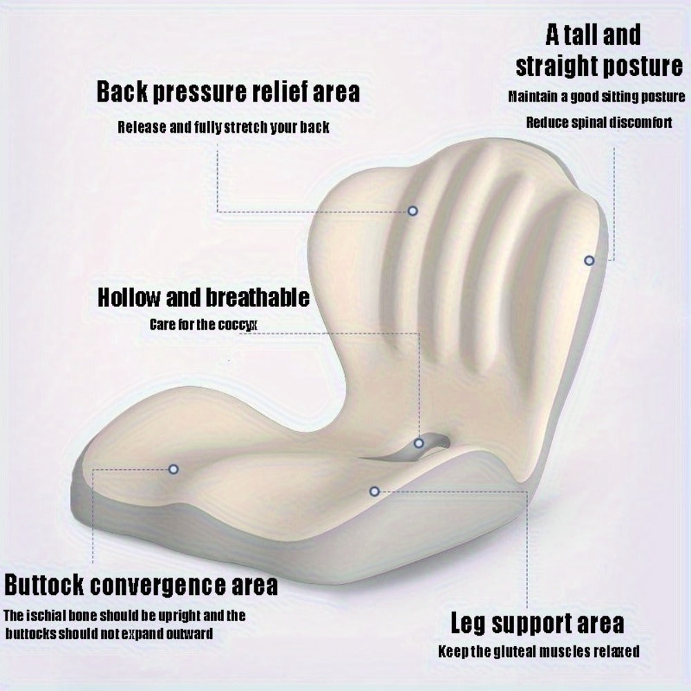 Hip & Lumbar Support Seat Cushion Ergonomic Memory Foam – Breathable High-Density Back Support Pillow for Office Chair, Car Seat & Long Sitting, Daily Use or Gift