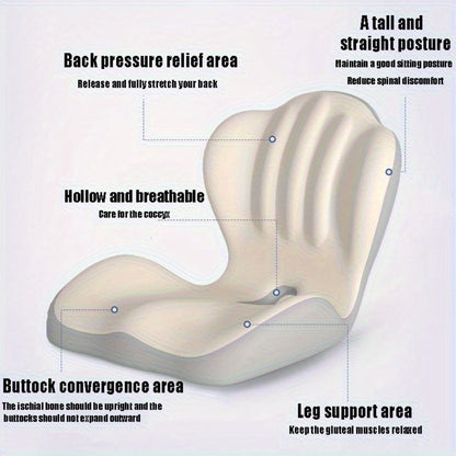 Hip & Lumbar Support Seat Cushion Ergonomic Memory Foam – Breathable High-Density Back Support Pillow for Office Chair, Car Seat & Long Sitting, Daily Use or Gift
