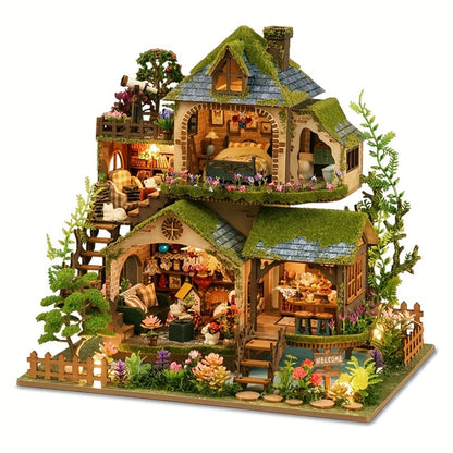 DIY Wooden Forest Hut Model Kit Handcrafted Miniature Cabin Assembly Set for Adults Teens – No Glue Laser-Cut Wood 3D Puzzle Creative Home Decor Gift for Birthday Christmas Valentine's Day