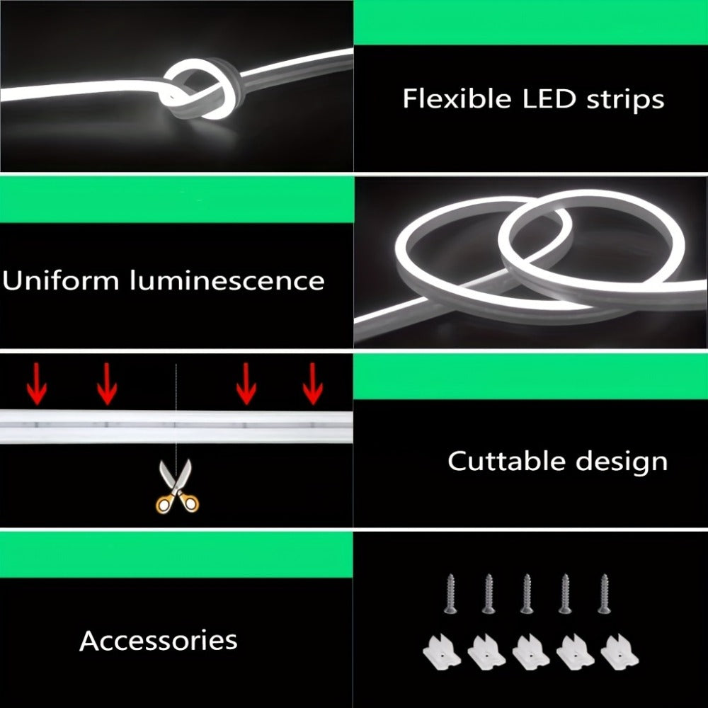 RGB LED Rope Lights with App & Remote Control, IP65 Waterproof Flexible Neon Strip, Music Sync, Multiple Modes, for Gaming Setup, Bedroom, Living Room, Indoor & Outdoor Decoration – 10m & 20m Available