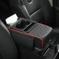 Universal Car Armrest Box Cover, PU Leather Center Console Mat with 2 Side Pockets + 2 Cup Holders + Multi-Functional Tissue Storage Space, Suitable for Phone/Water Bottle/Cards, Compatible with Most Car Models, Car Accessories, Women's Car