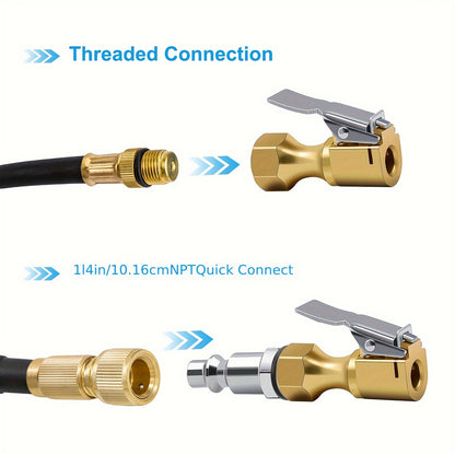 3pcs Air Chucks with Clip, American Closed Flow Lock-on Tire Inflator Chuck, Compatible with Schrader Valve, Durable Automotive Tool