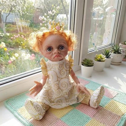 Fairy Elf Reborn Doll 15 Inch Soft Vinyl Full Body Hand-Painted Collectible Art Doll with Wavy Hair & Crown – Poseable Fantasy Girl Doll Gift for Kids Halloween Christmas Birthday