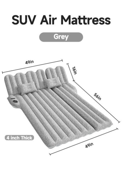 SUV Air Mattress for Camping Inflatable Car Bed with Air Pump 2 Pillows Flocking Surface Portable Sleeping Pad for SUV Backseat Road Trip Family Travel, Black
