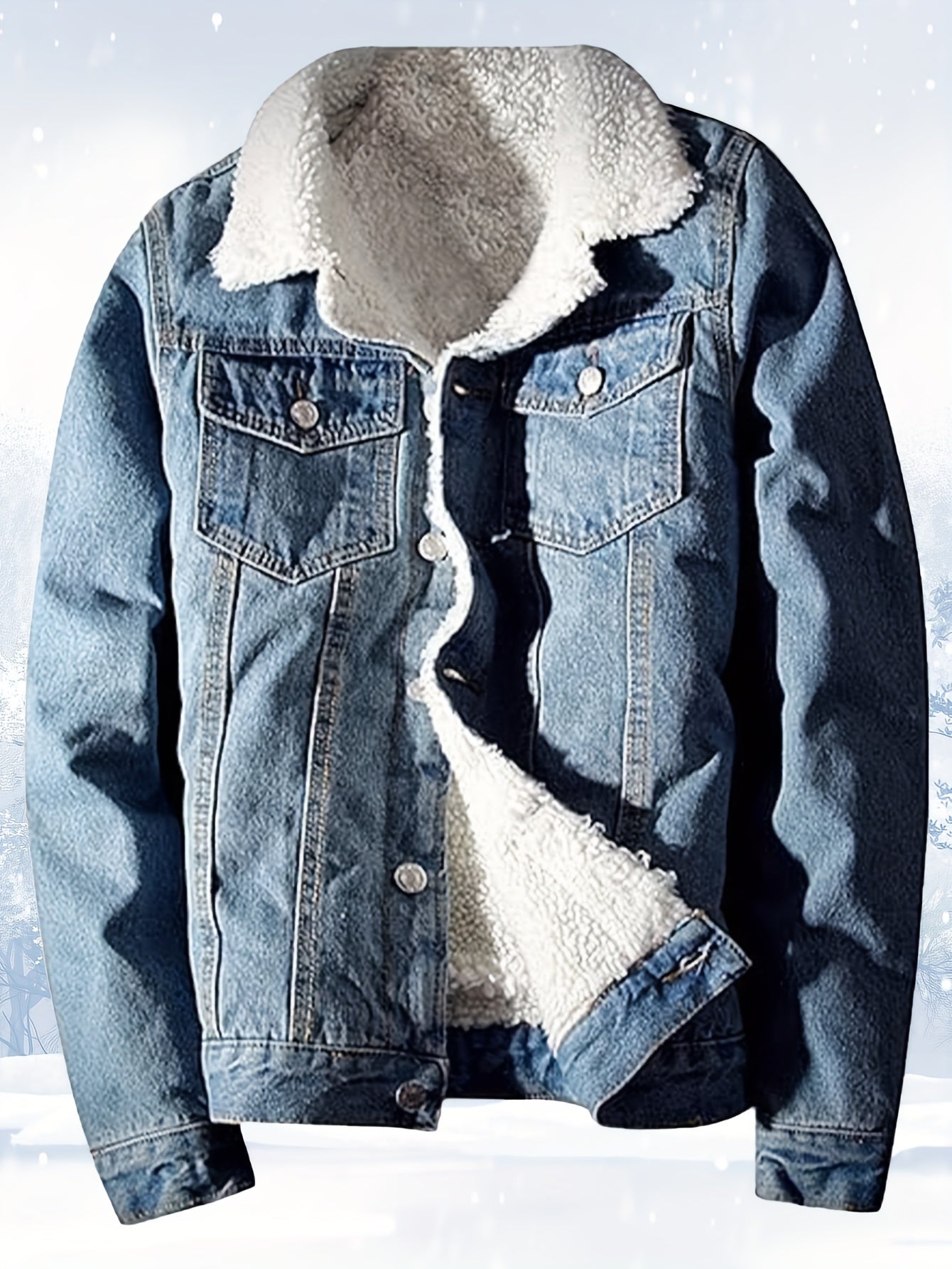 Men's Cozy Denim Button-Front Jacket